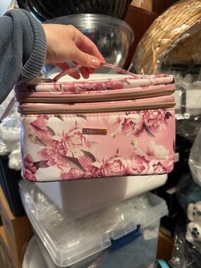 Floral Pink Cosmetic Train Case - Unbranded